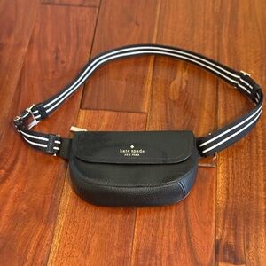 Kate Spade Black Crossbody Bag with Striped Strap